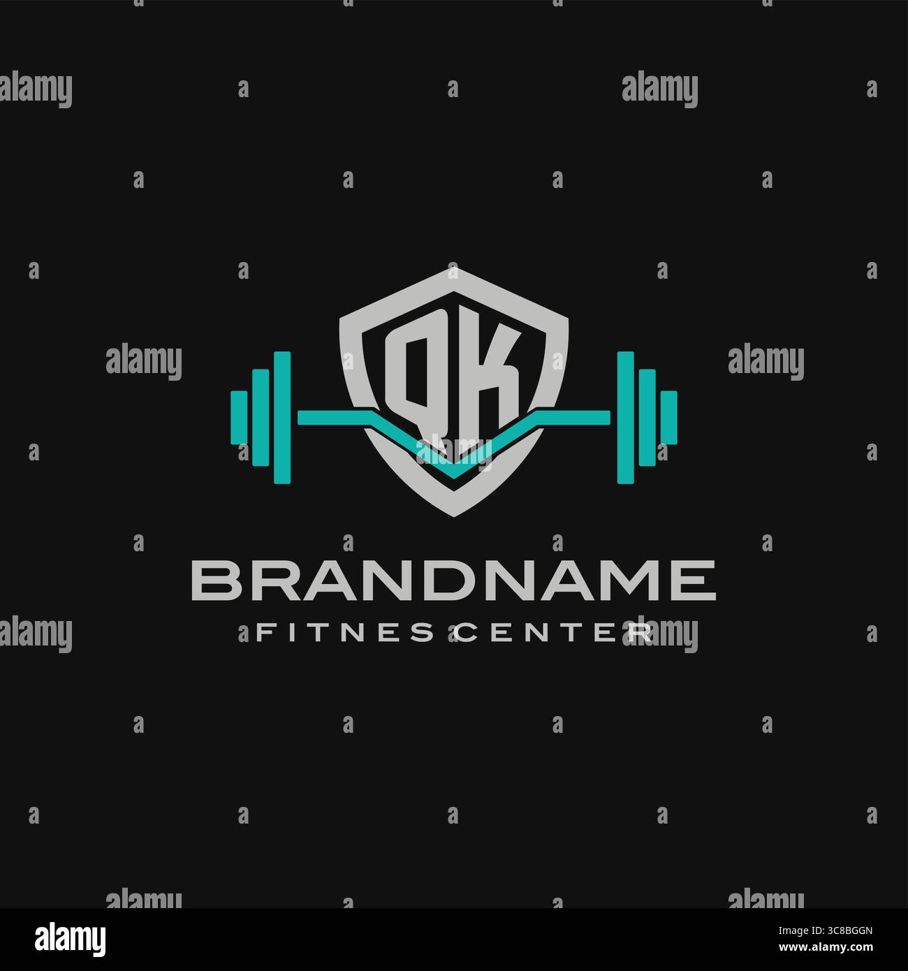 Creative letter QK logo design for gym or fitness vector graphic Stock Vector