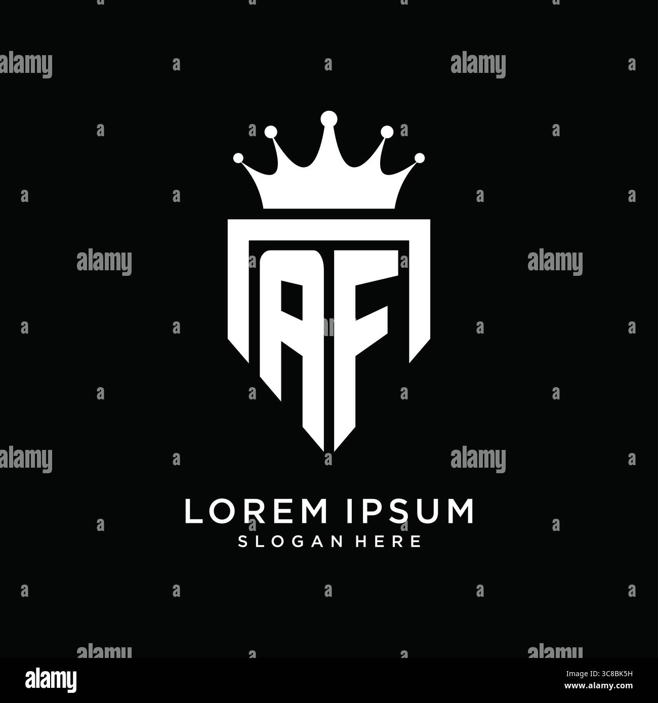 Letter AF logo monogram emblem style with crown shape design template vector graphic vector graphic Stock Vector