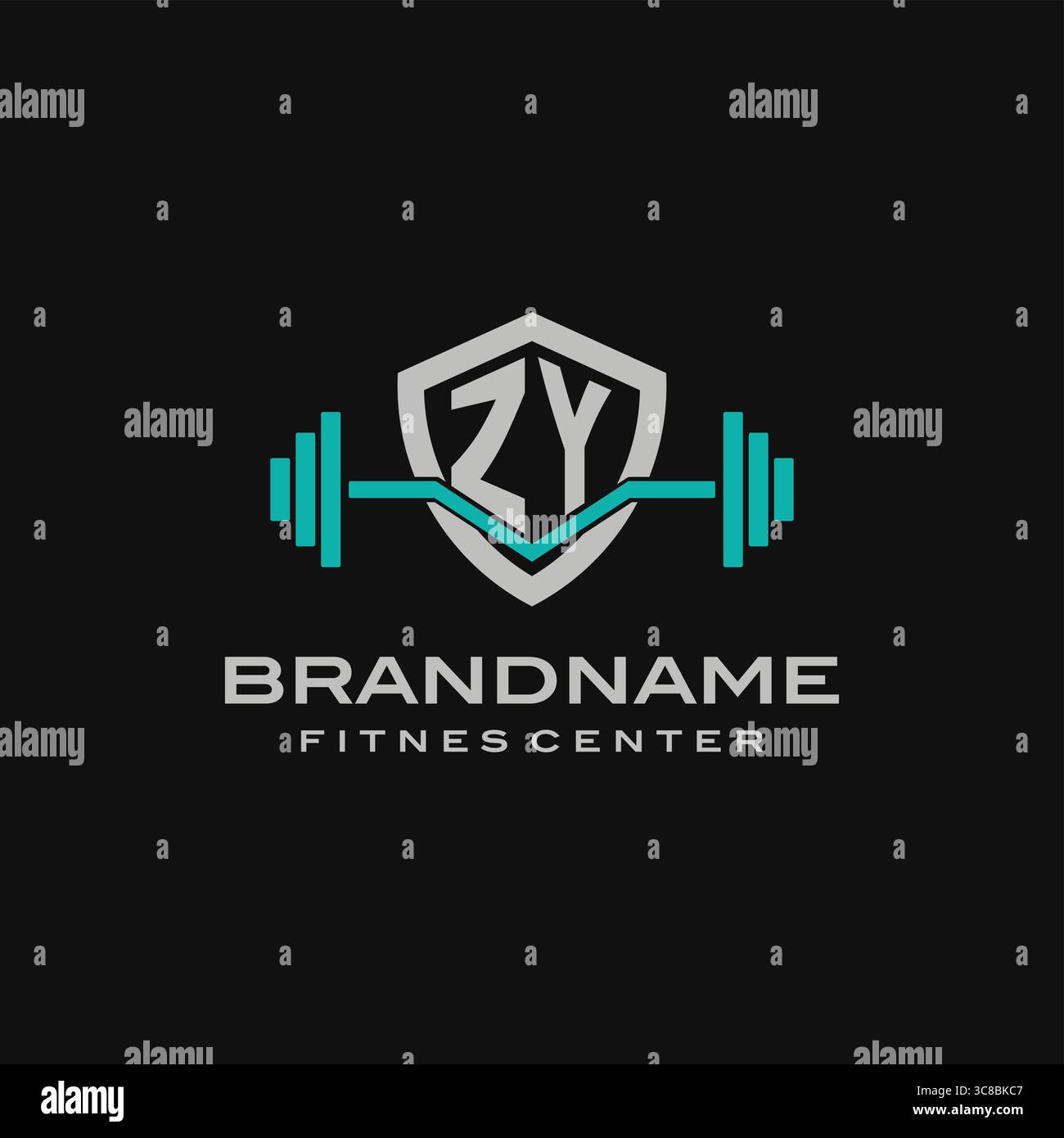 Creative letter ZY logo design for gym or fitness vector graphic Stock Vector