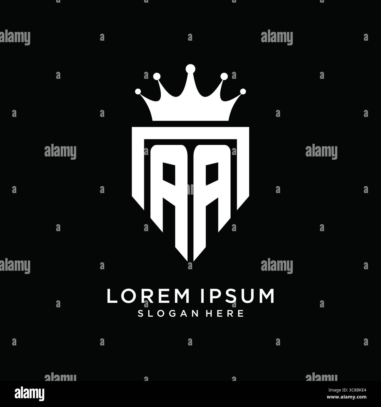 Letter AA logo monogram emblem style with crown shape design template vector graphic vector graphic Stock Vector