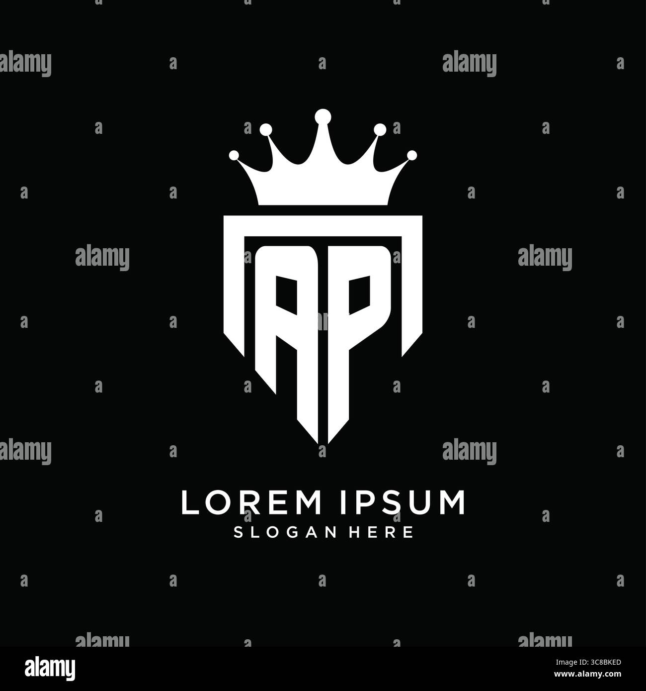 Letter AP logo monogram emblem style with crown shape design template vector graphic vector graphic Stock Vector