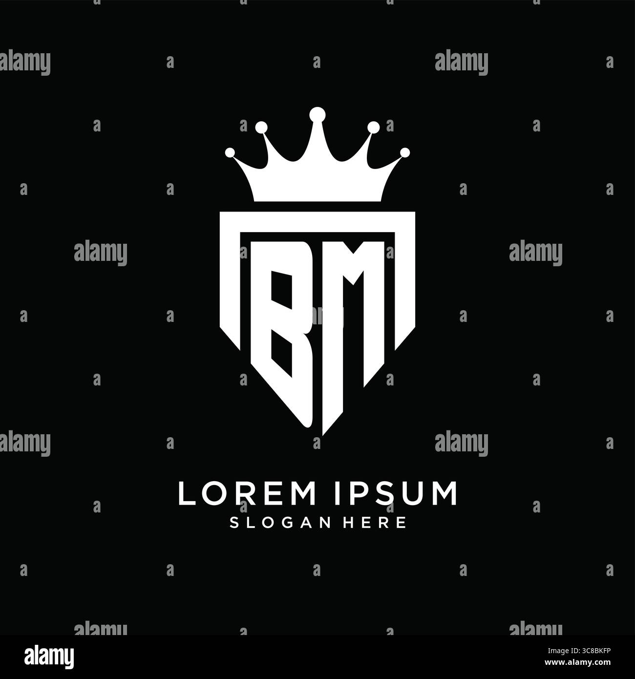 Letter BM logo monogram emblem style with crown shape design template vector graphic vector graphic Stock Vector