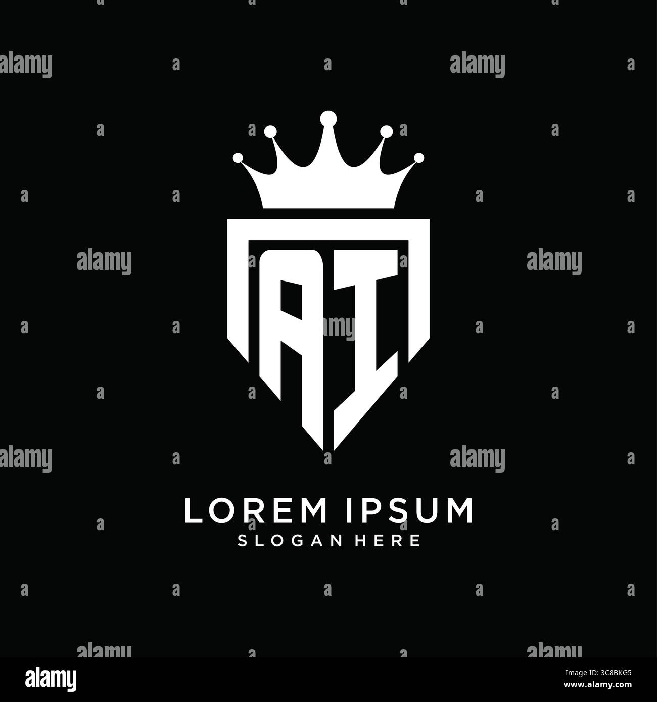Letter AI logo monogram emblem style with crown shape design template ...