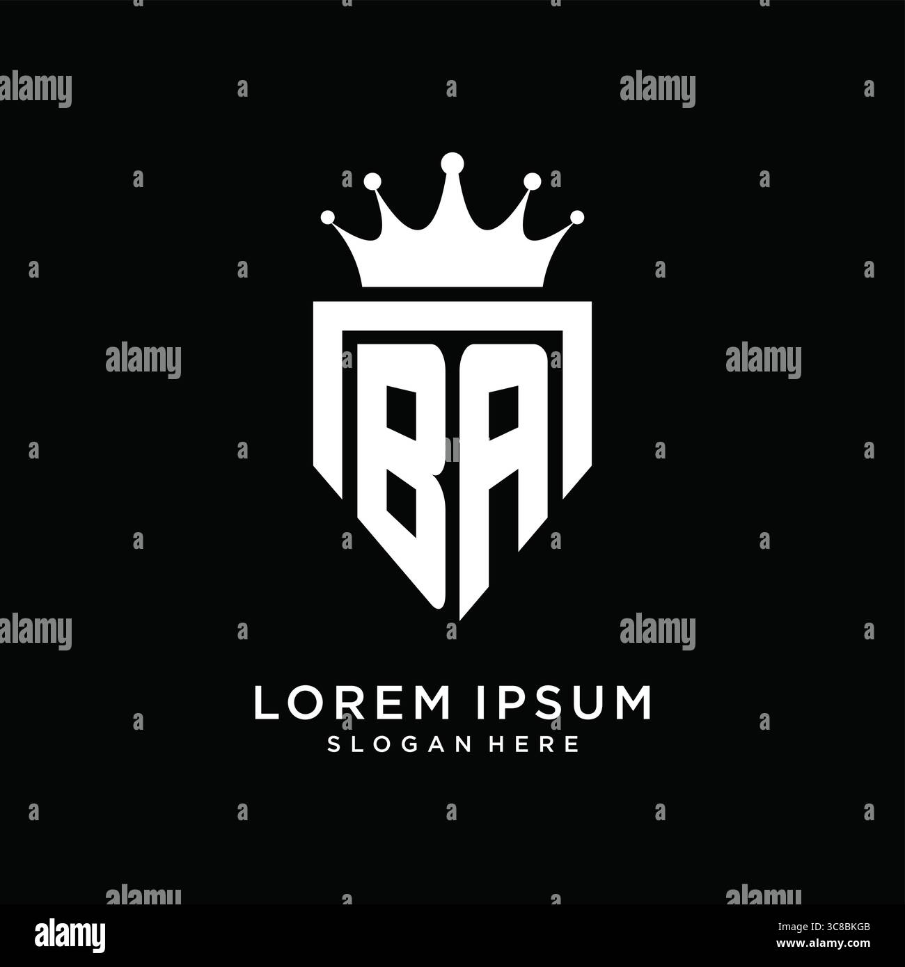Letter BA logo monogram emblem style with crown shape design template vector graphic vector graphic Stock Vector
