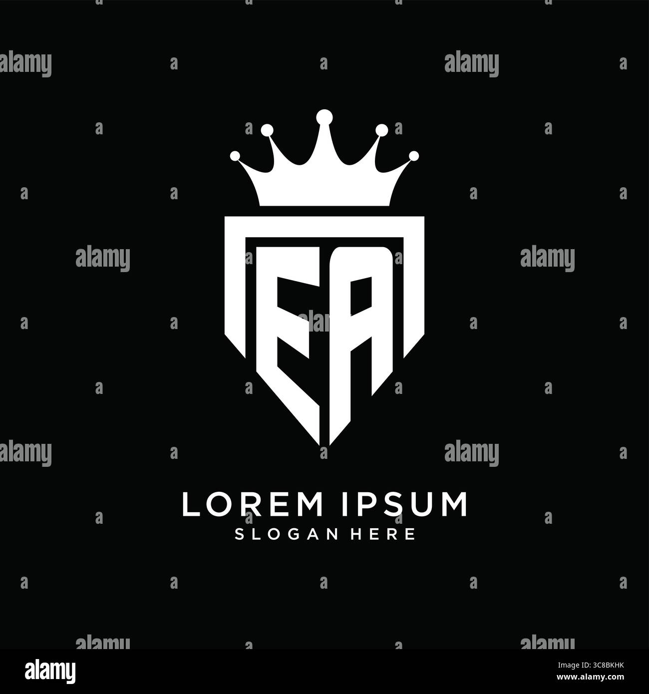 Letter EA logo monogram emblem style with crown shape design template vector graphic vector graphic Stock Vector