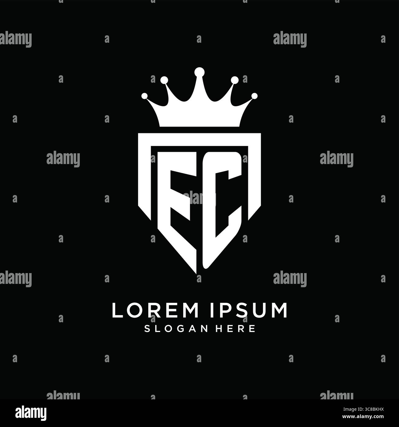 Letter EC logo monogram emblem style with crown shape design template vector graphic vector graphic Stock Vector