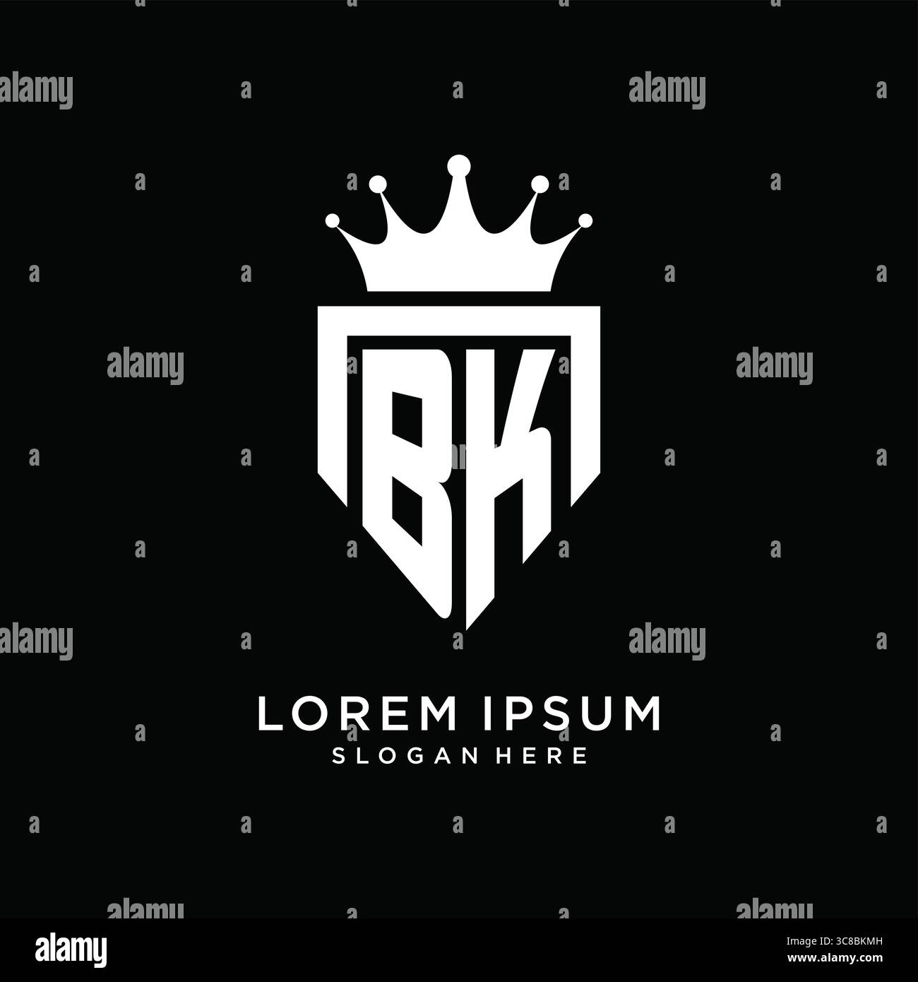 Letter BK logo monogram emblem style with crown shape design template vector graphic vector graphic Stock Vector