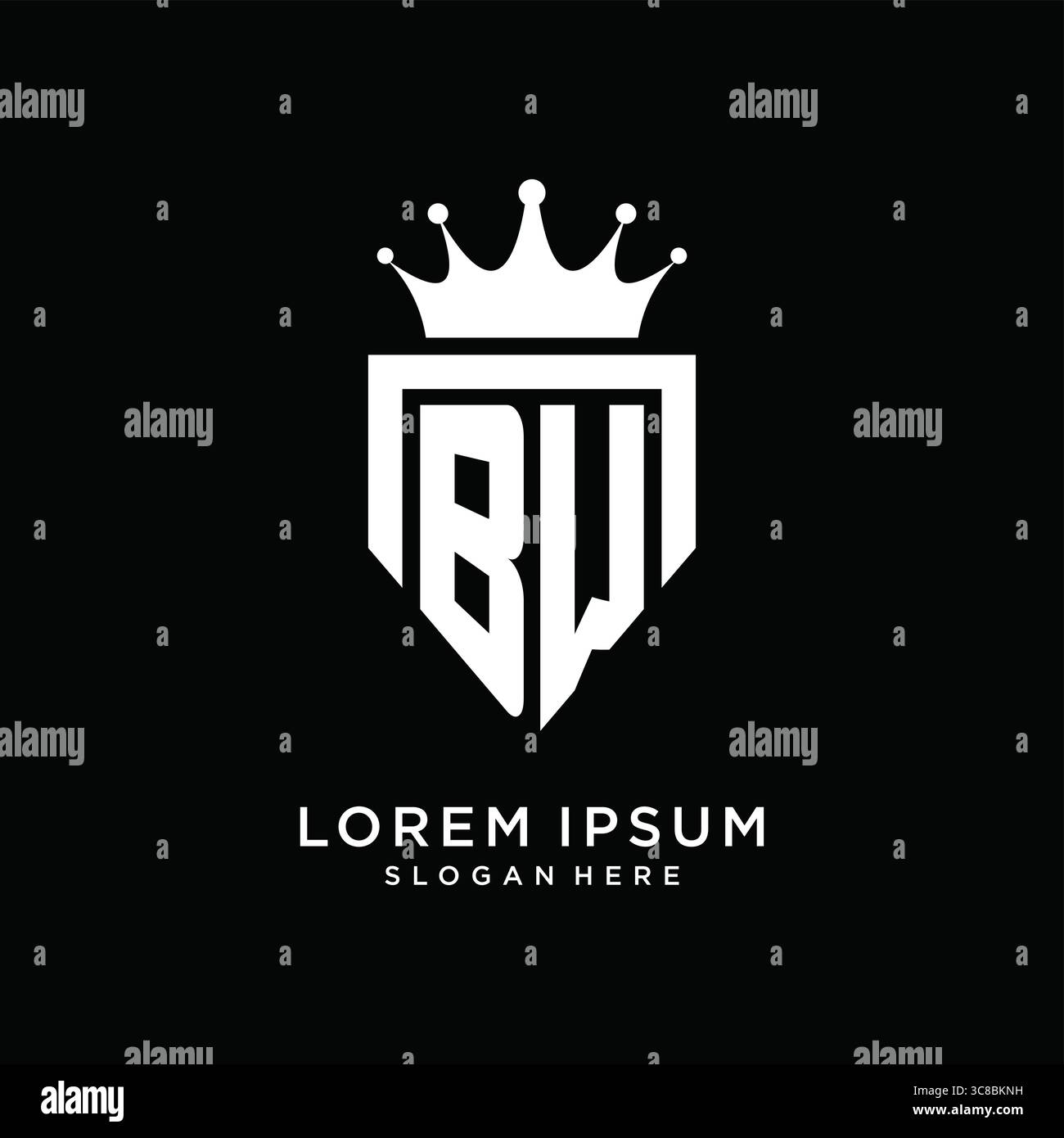 Letter BW logo monogram emblem style with crown shape design template vector graphic vector graphic Stock Vector