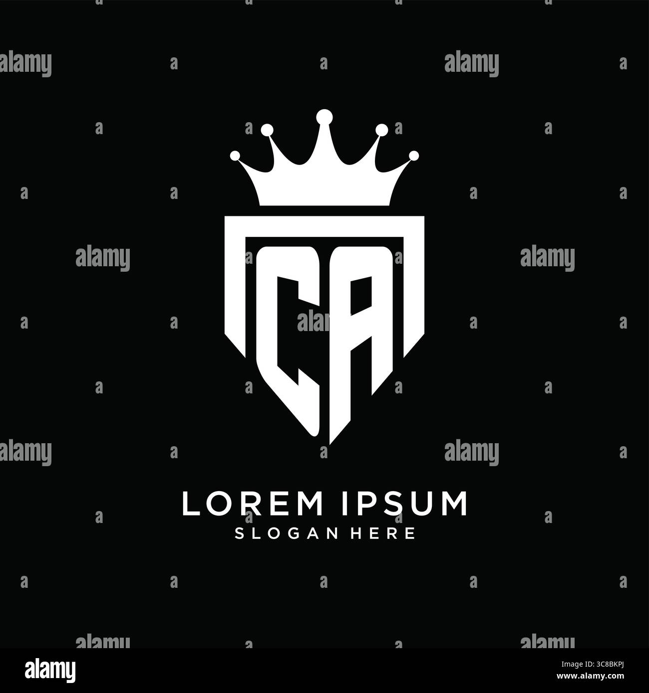 Letter CA logo monogram emblem style with crown shape design template vector graphic vector graphic Stock Vector