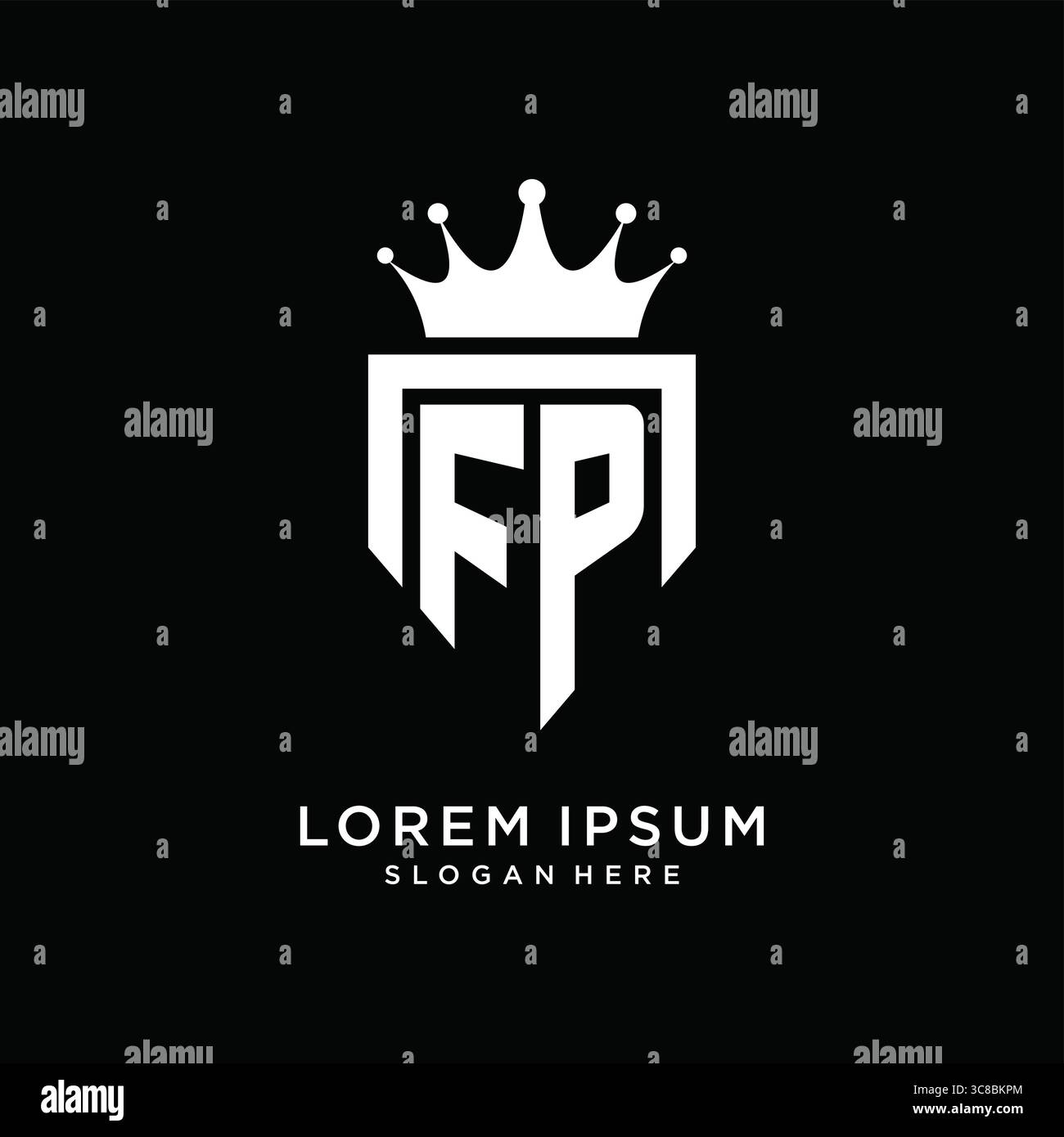 Letter FP logo monogram emblem style with crown shape design template vector graphic vector graphic Stock Vector
