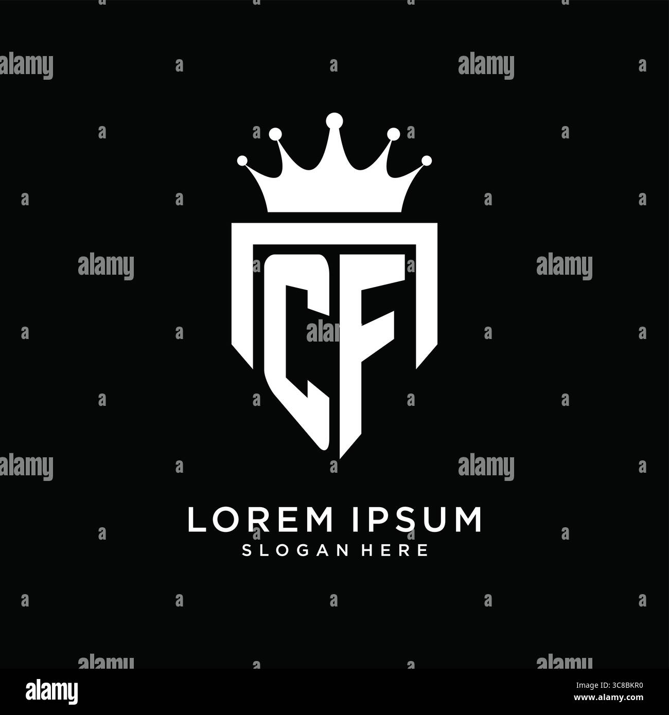 Letter CF logo monogram emblem style with crown shape design template vector graphic vector graphic Stock Vector