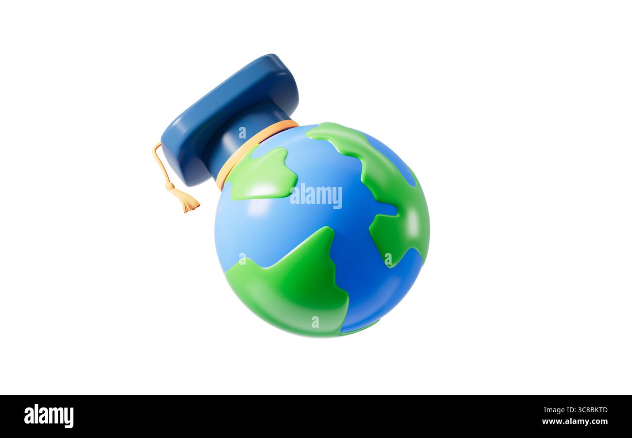 Cartoon earth graduation cap hi-res stock photography and images - Alamy