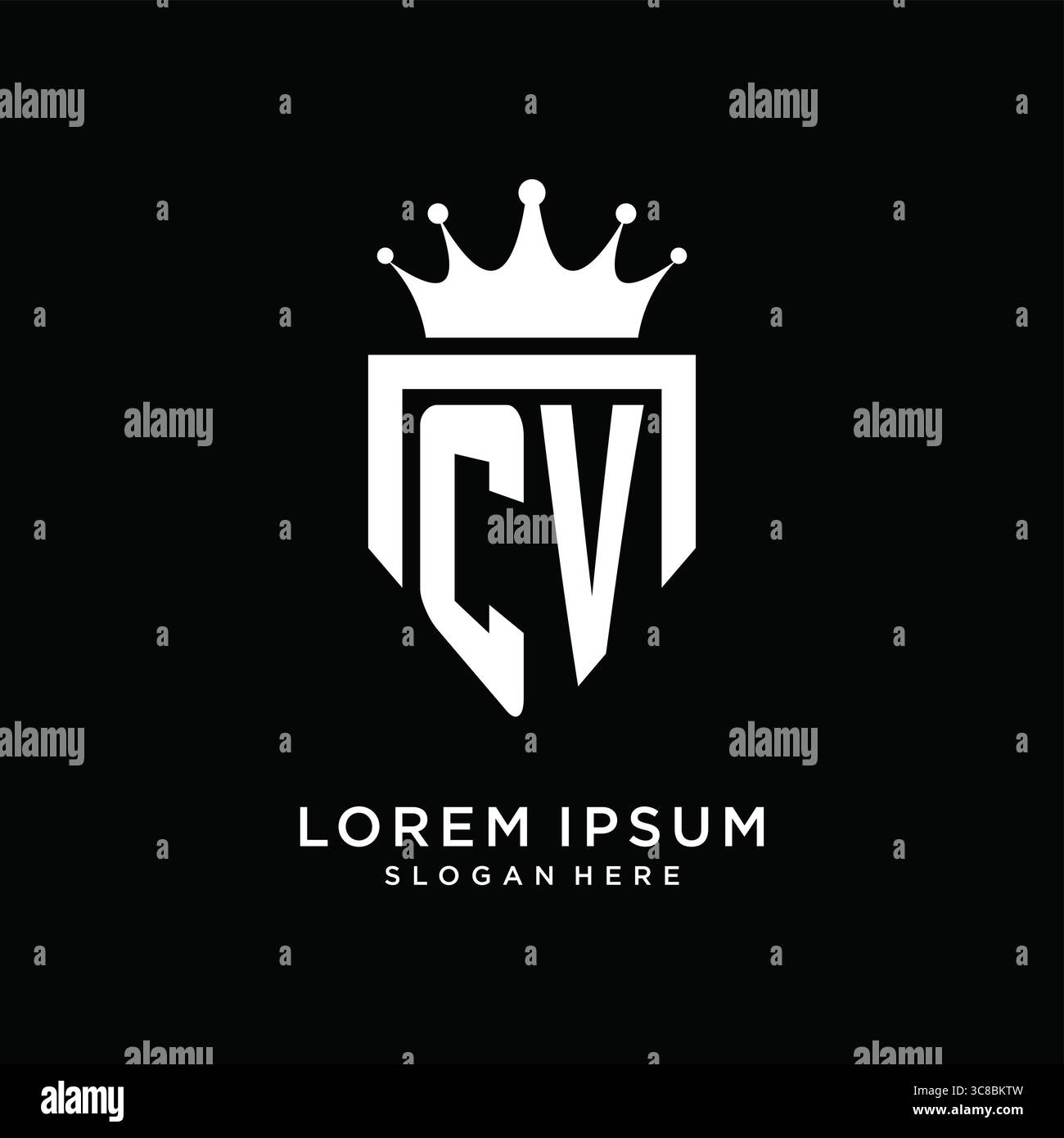Letter CV logo monogram emblem style with crown shape design template vector graphic vector graphic Stock Vector