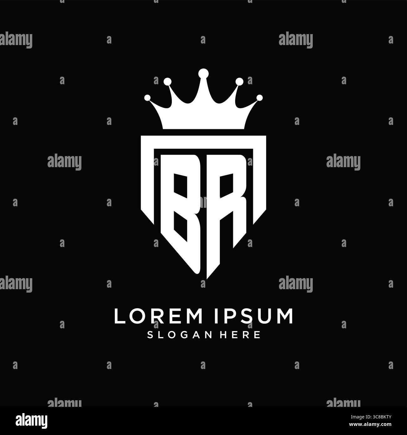 Letter BR logo monogram emblem style with crown shape design template vector graphic vector graphic Stock Vector