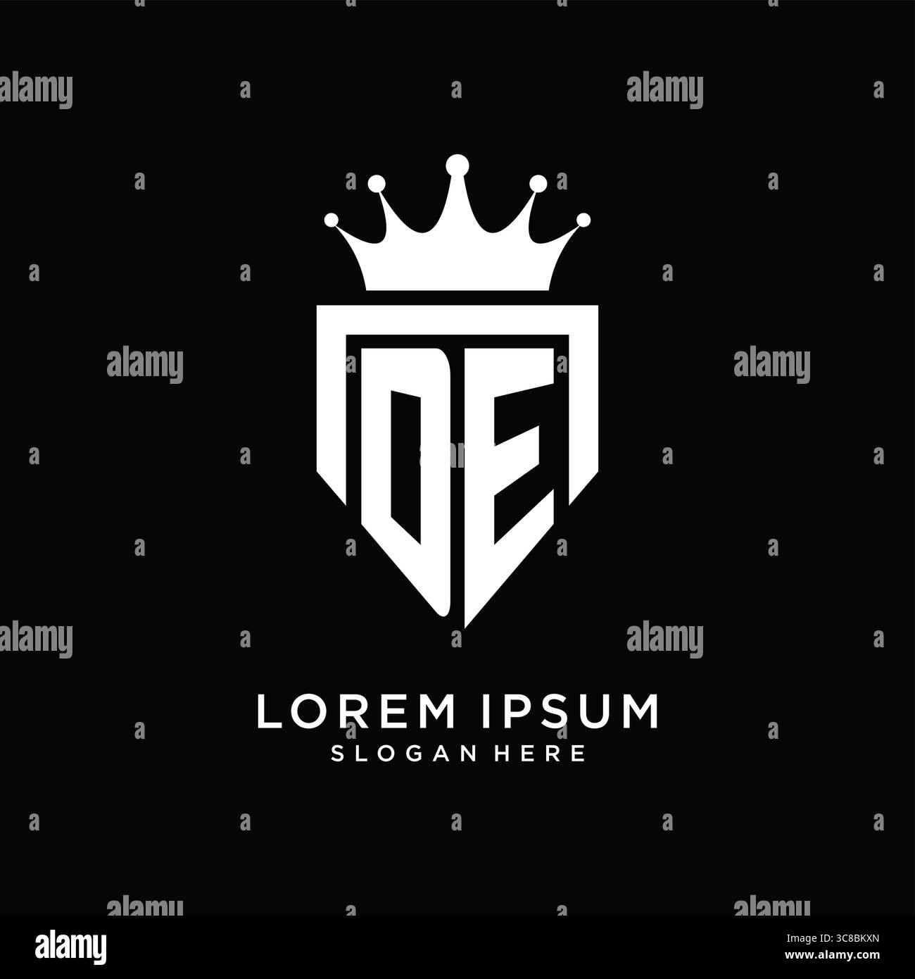 Letter DE logo monogram emblem style with crown shape design template vector graphic vector graphic Stock Vector