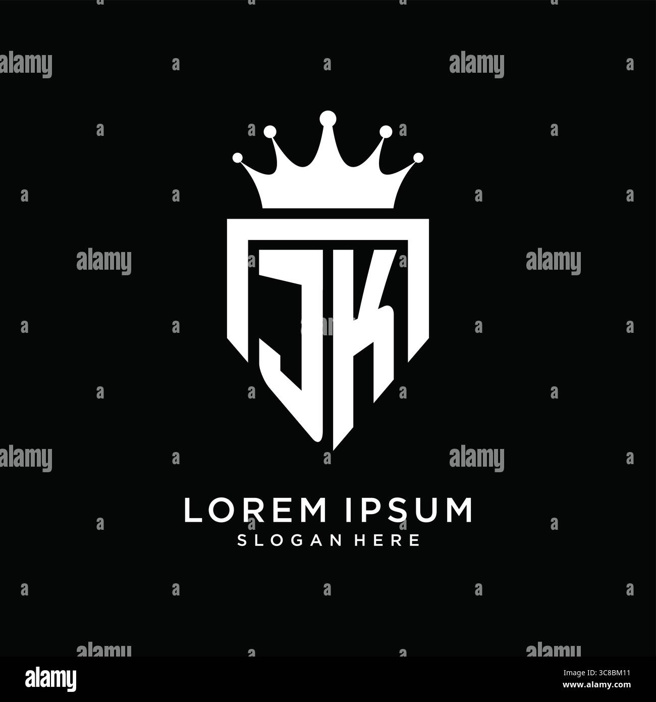 Letter JK logo monogram emblem style with crown shape design template vector graphic vector graphic Stock Vector