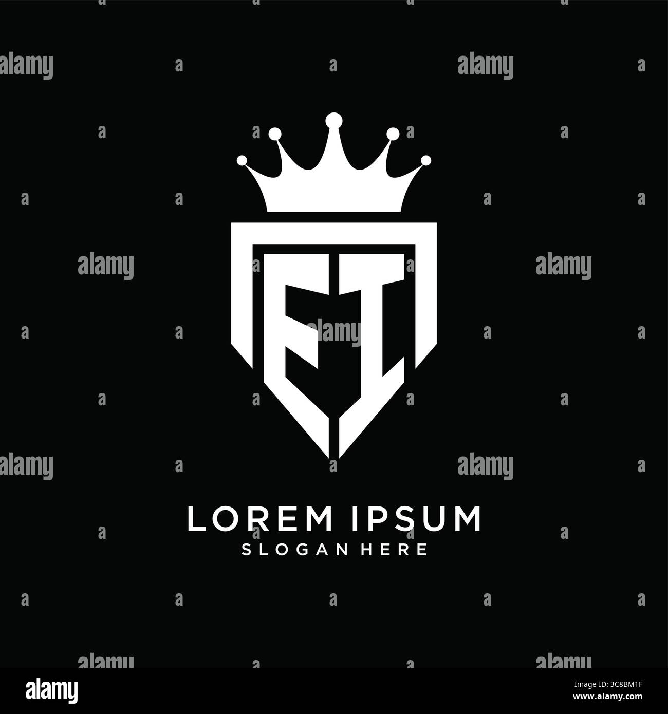 Letter EI logo monogram emblem style with crown shape design template vector graphic vector graphic Stock Vector