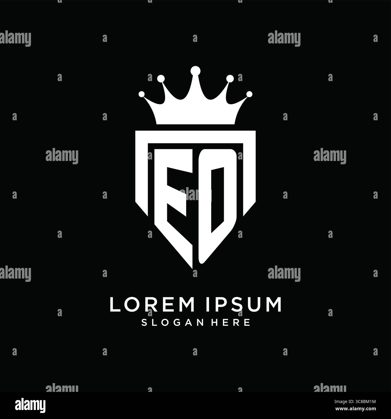 Letter EO logo monogram emblem style with crown shape design template vector graphic vector graphic Stock Vector