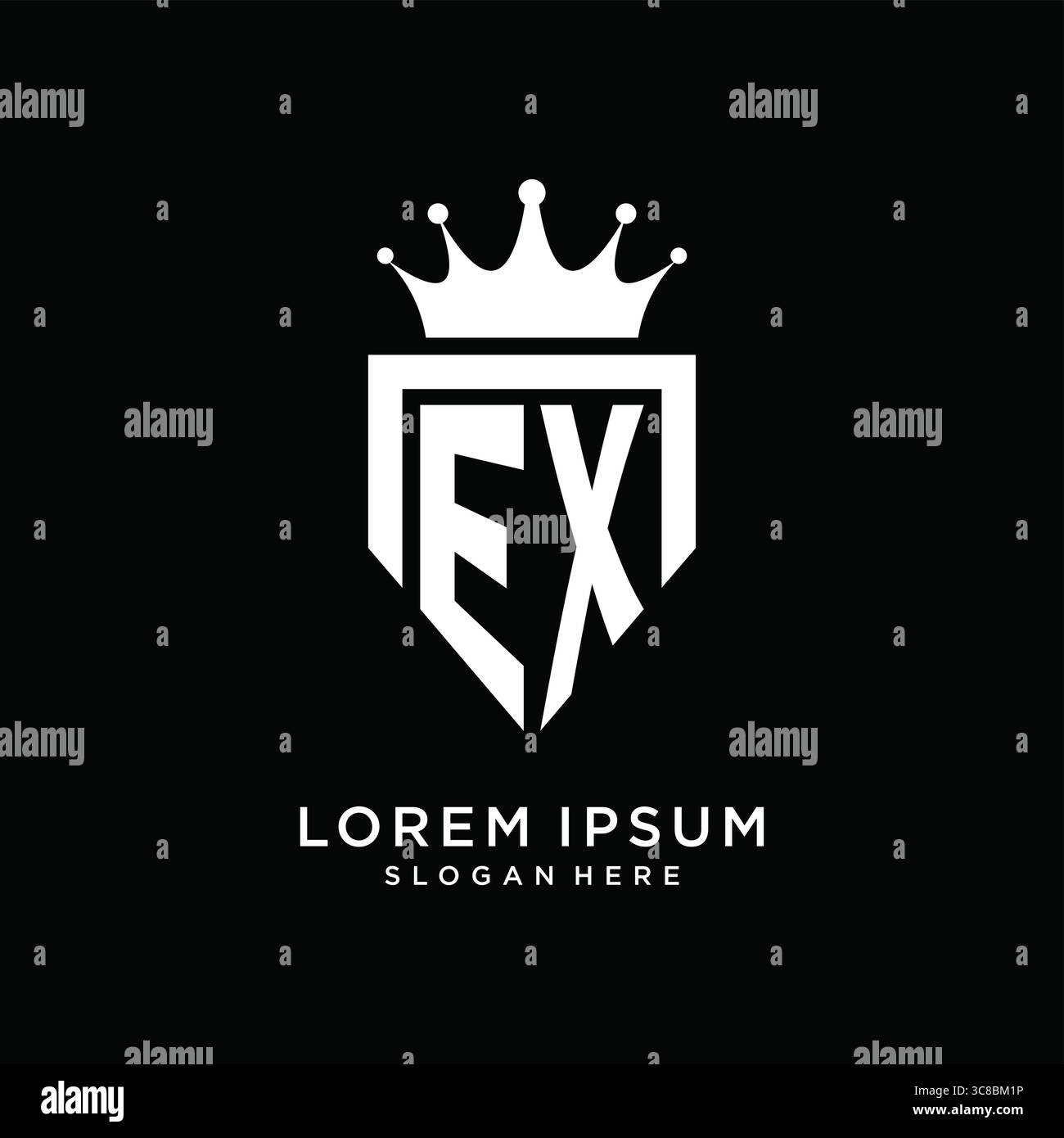 Letter EX logo monogram emblem style with crown shape design template vector graphic vector graphic Stock Vector