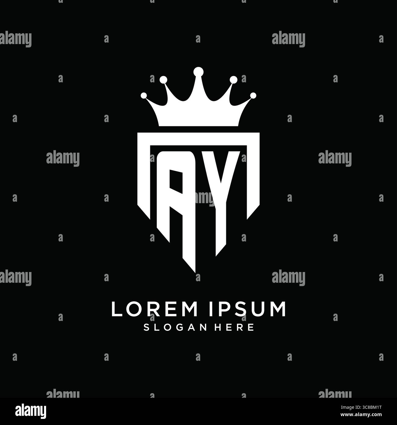 Letter AY logo monogram emblem style with crown shape design template vector graphic vector graphic Stock Vector