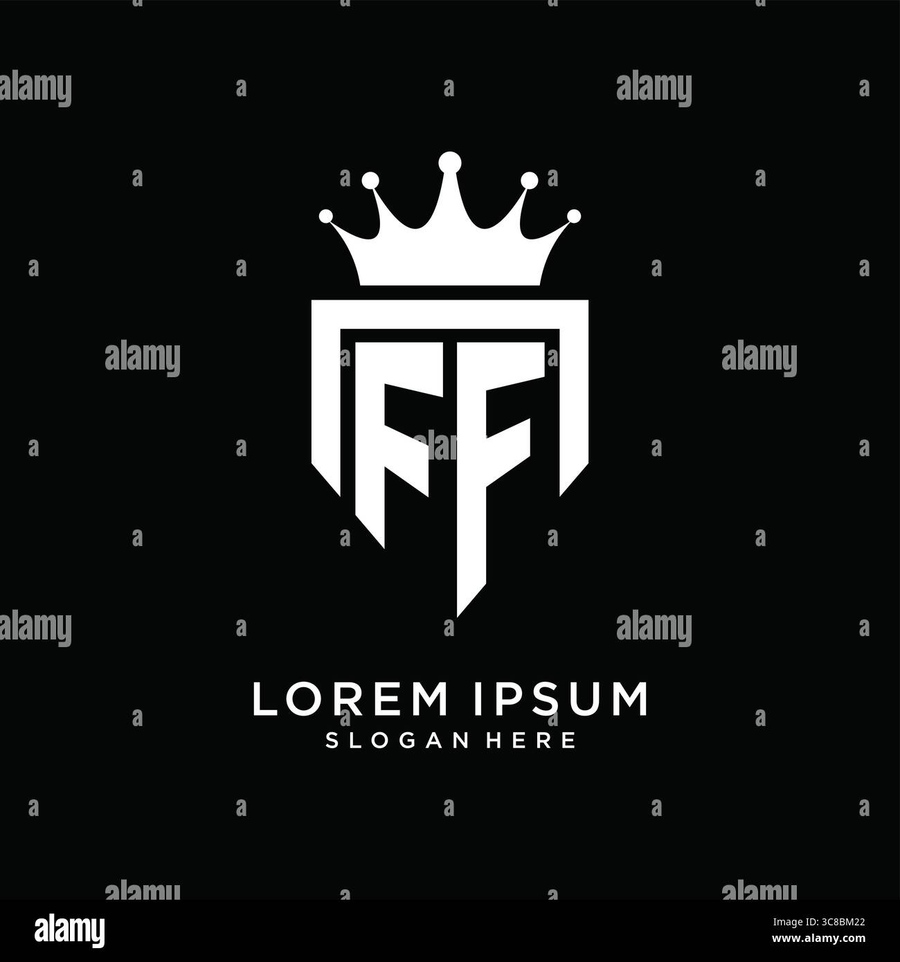 Letter FF logo monogram emblem style with crown shape design template vector graphic vector graphic Stock Vector