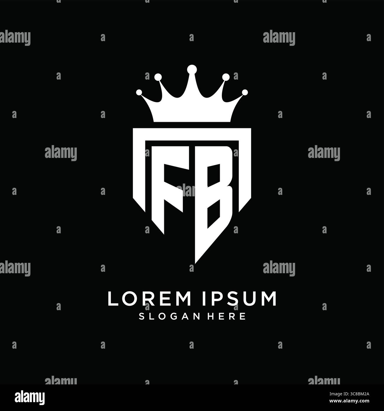 Letter FB logo monogram emblem style with crown shape design template vector graphic vector graphic Stock Vector