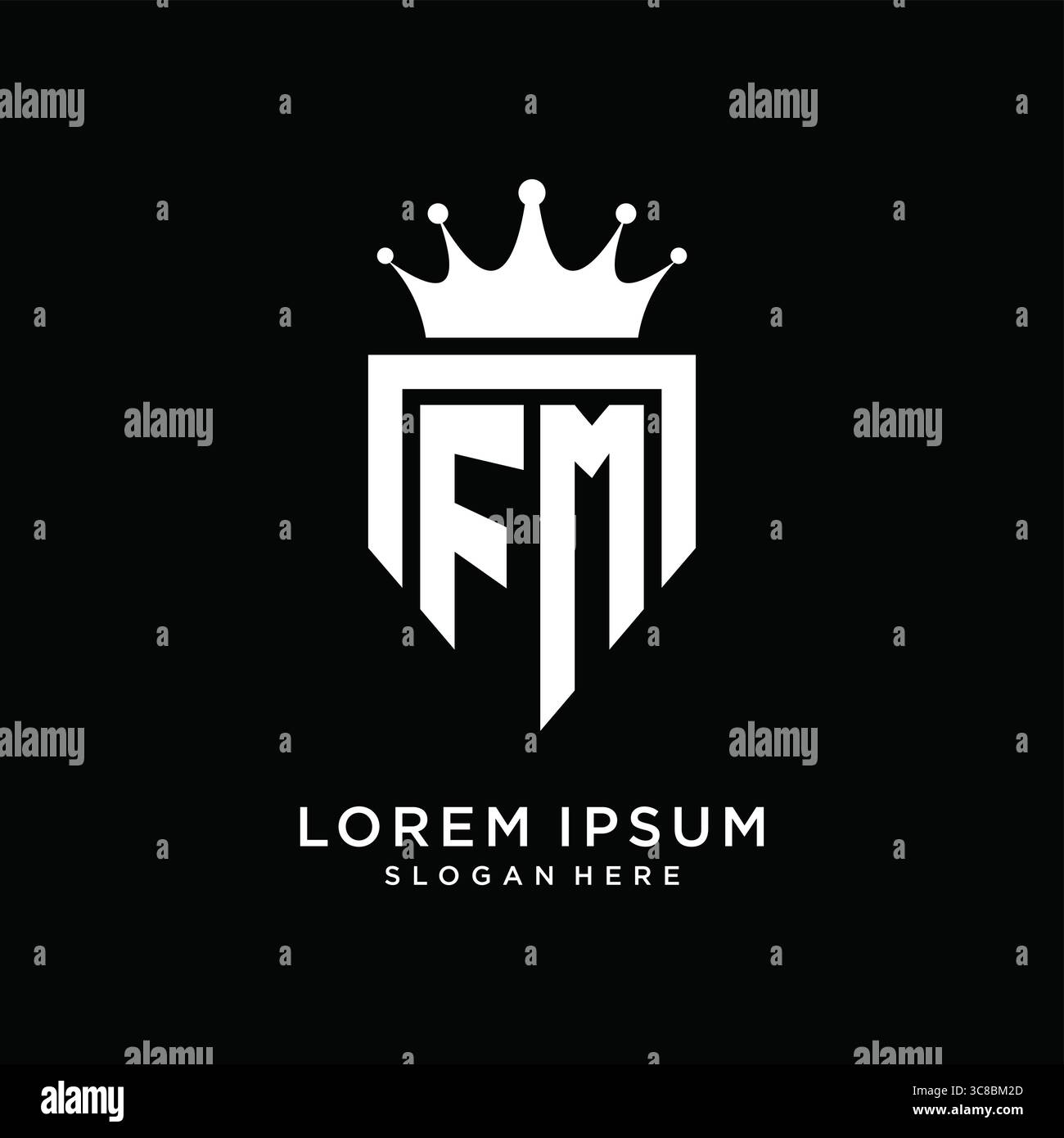 Letter FM logo monogram emblem style with crown shape design template vector graphic vector graphic Stock Vector