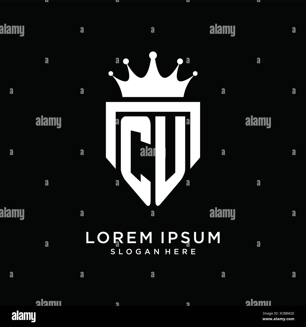 Letter CU logo monogram emblem style with crown shape design template vector graphic vector graphic Stock Vector