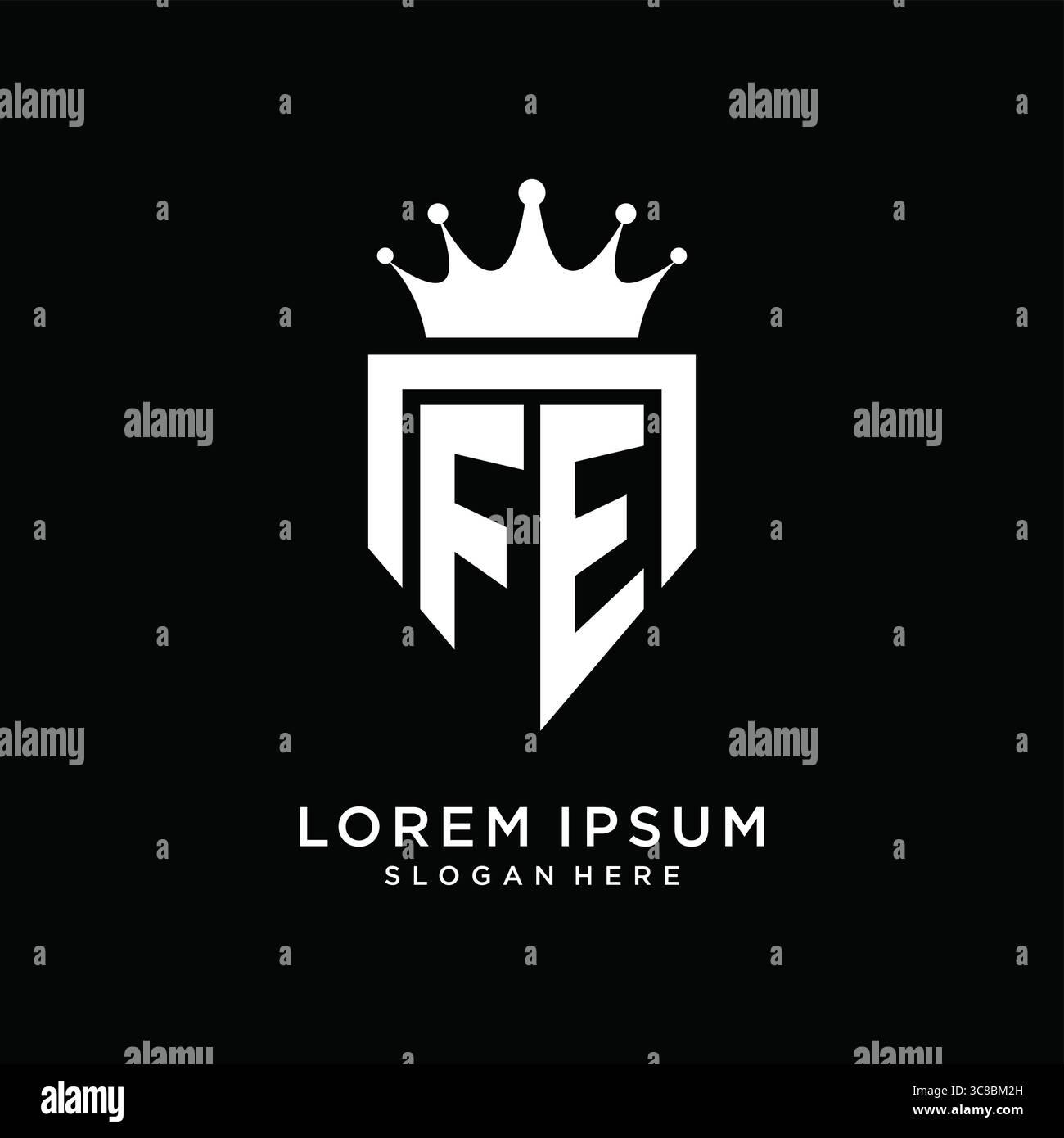 Letter FE logo monogram emblem style with crown shape design template vector graphic vector graphic Stock Vector