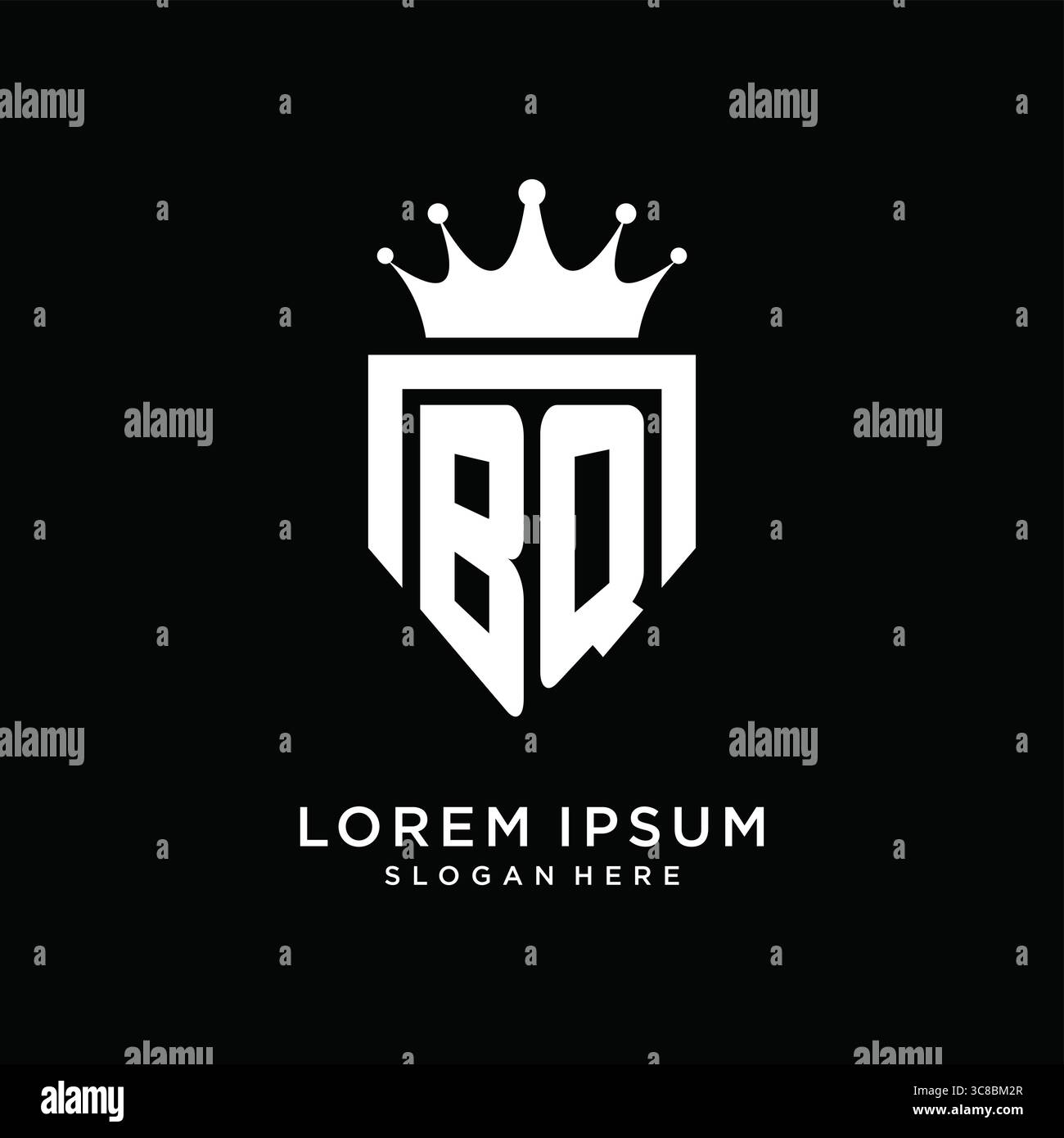 Letter BQ logo monogram emblem style with crown shape design template vector graphic vector graphic Stock Vector