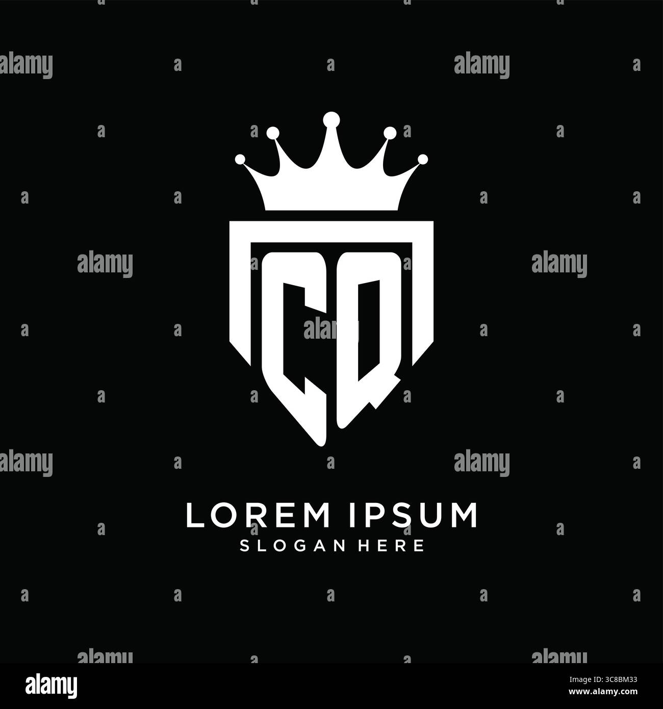 Letter CQ logo monogram emblem style with crown shape design template vector graphic vector graphic Stock Vector