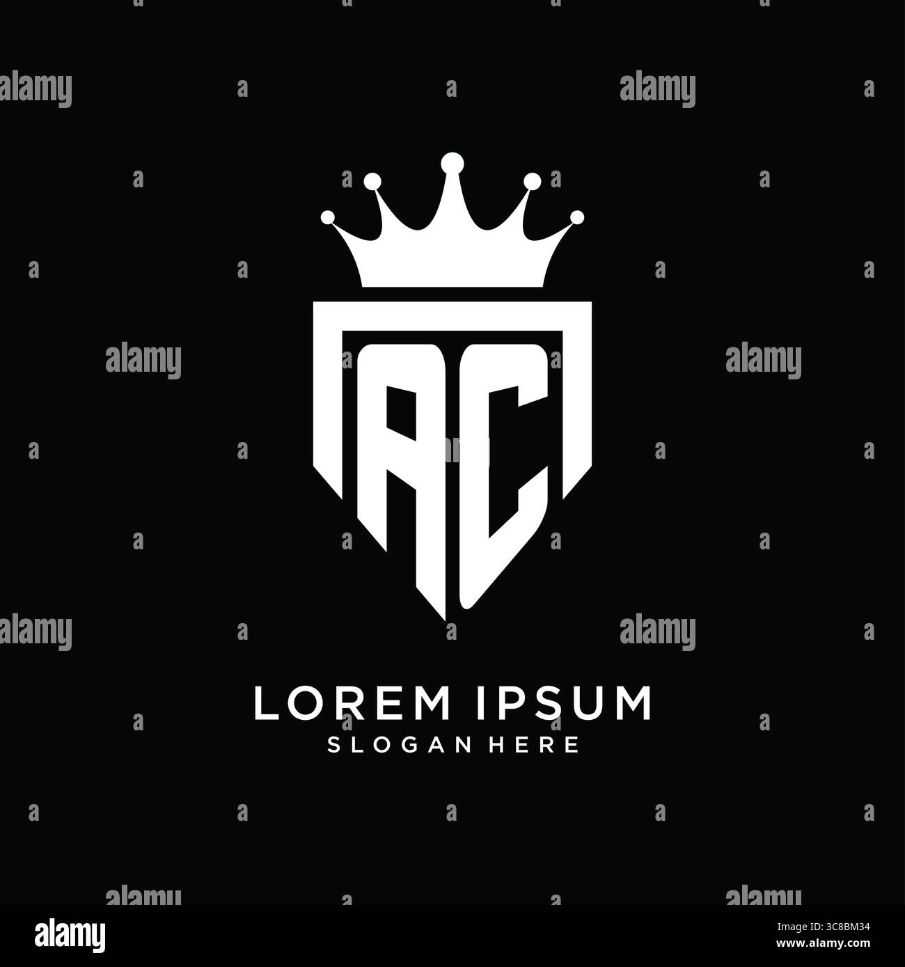 Letter AC logo monogram emblem style with crown shape design template vector graphic vector graphic Stock Vector