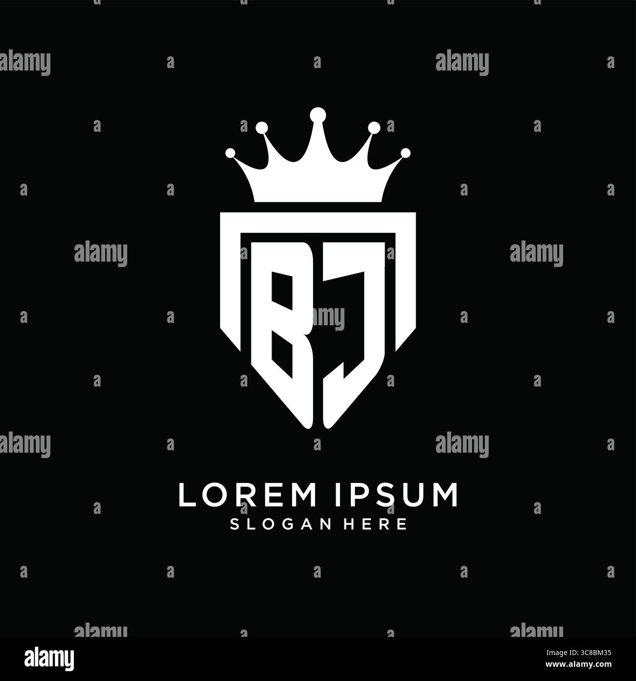 Letter BJ logo monogram emblem style with crown shape design template vector graphic vector graphic Stock Vector