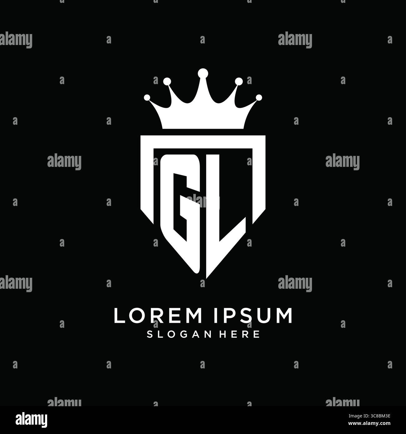 Letter GL logo monogram emblem style with crown shape design template vector graphic vector graphic Stock Vector