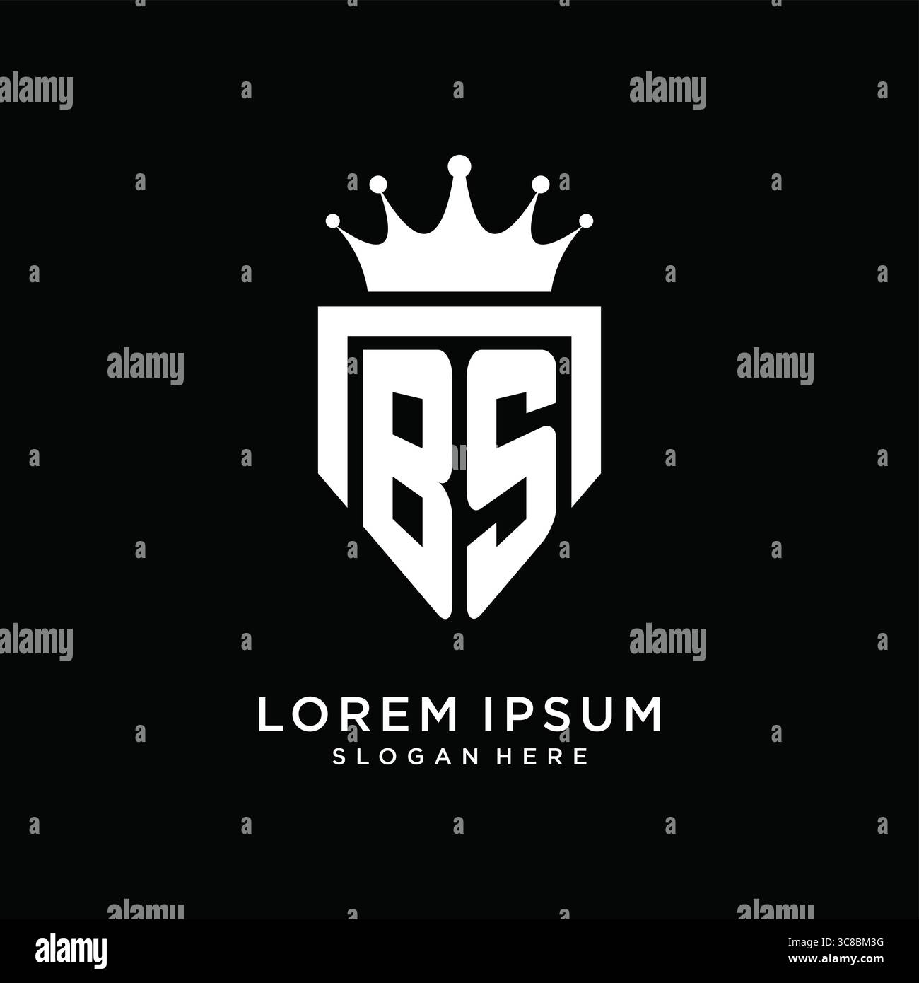 Letter BS logo monogram emblem style with crown shape design template vector graphic vector graphic Stock Vector