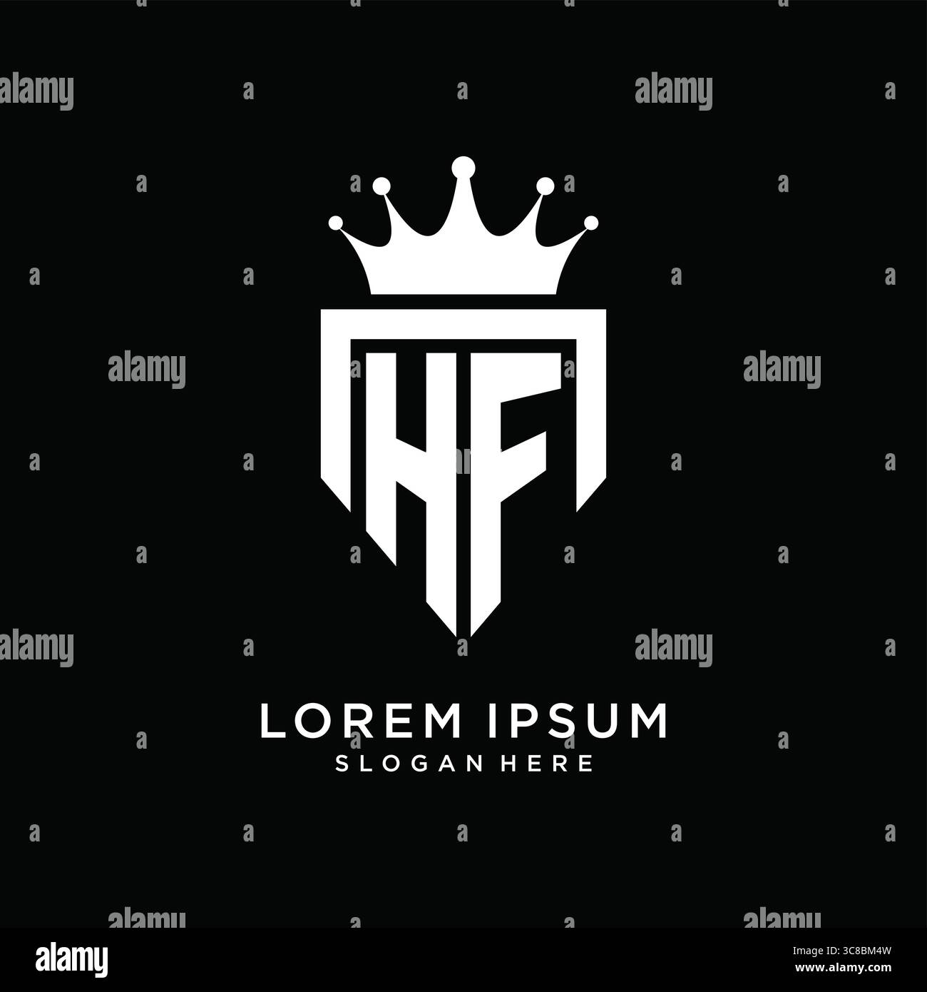 Letter HF logo monogram emblem style with crown shape design template vector graphic vector graphic Stock Vector