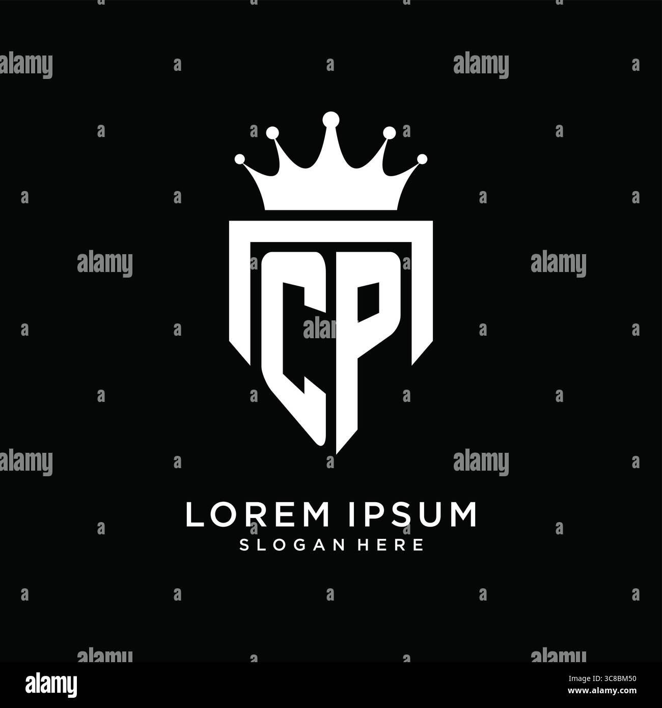 Letter CP logo monogram emblem style with crown shape design template vector graphic vector graphic Stock Vector