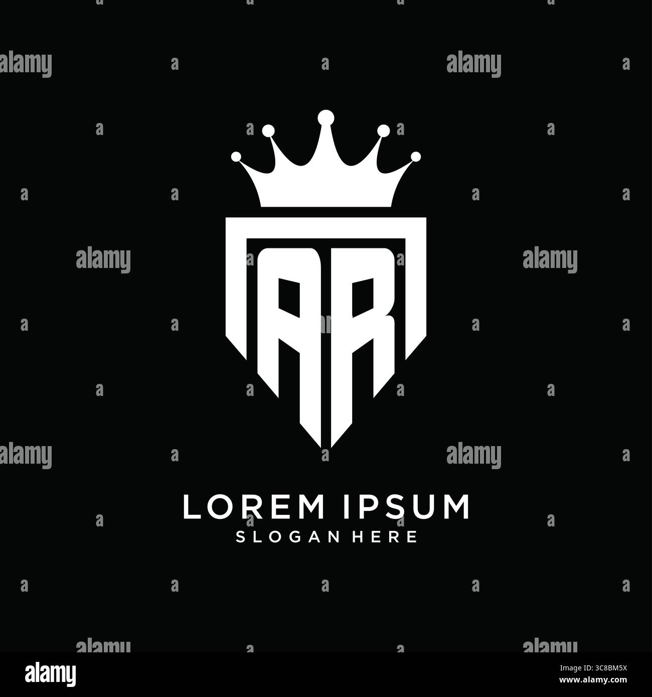 Letter AR logo monogram emblem style with crown shape design template vector graphic vector graphic Stock Vector