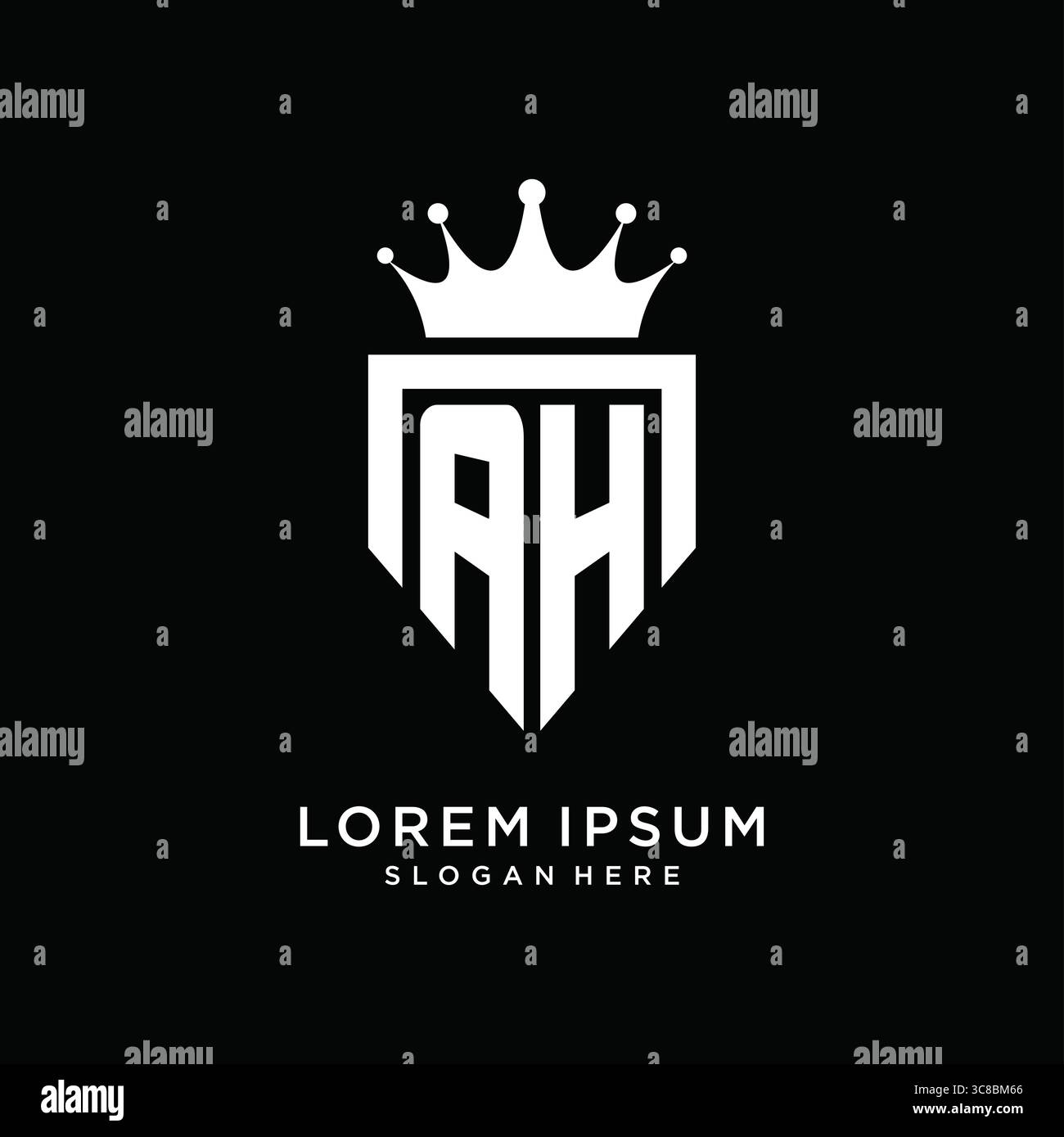 Letter AH logo monogram emblem style with crown shape design template vector graphic vector graphic Stock Vector