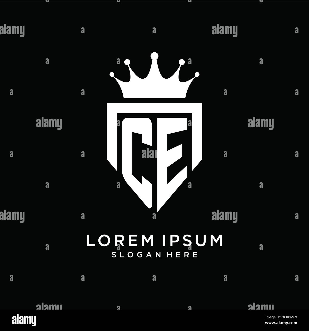 Letter CE logo monogram emblem style with crown shape design template vector graphic vector graphic Stock Vector