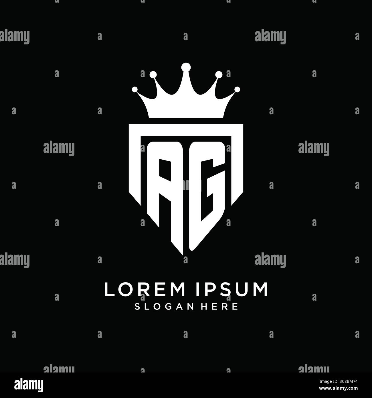 Letter AG logo monogram emblem style with crown shape design template vector graphic vector graphic Stock Vector
