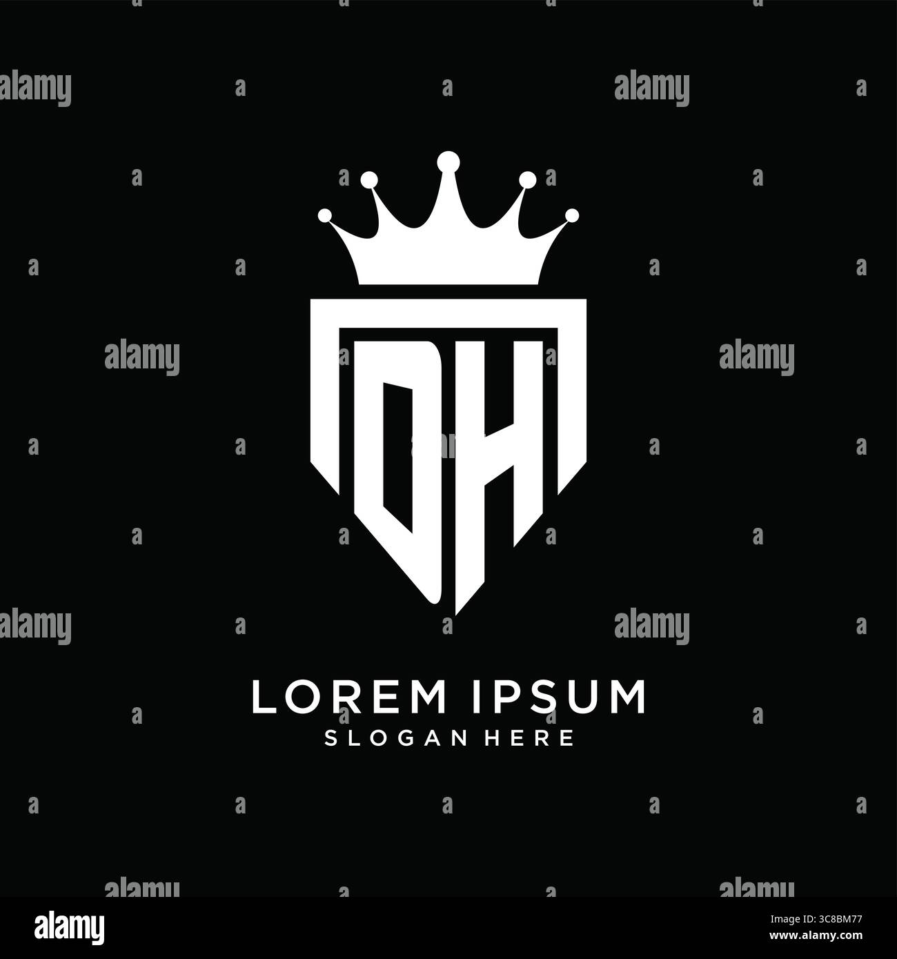Letter DH logo monogram emblem style with crown shape design template vector graphic vector graphic Stock Vector