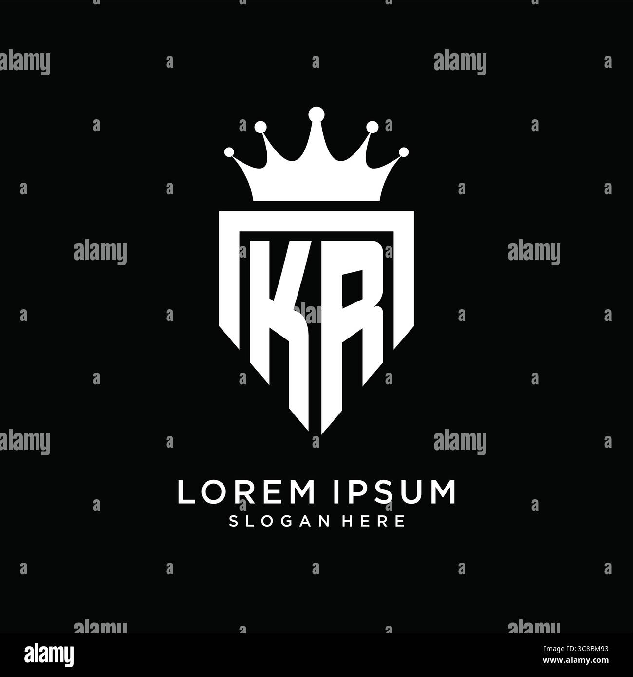Letter KR logo monogram emblem style with crown shape design template vector graphic vector graphic Stock Vector
