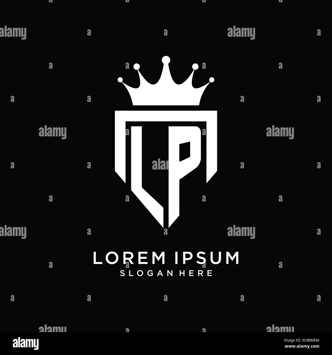 Letter LP logo monogram emblem style with crown shape design template vector graphic vector graphic Stock Vector