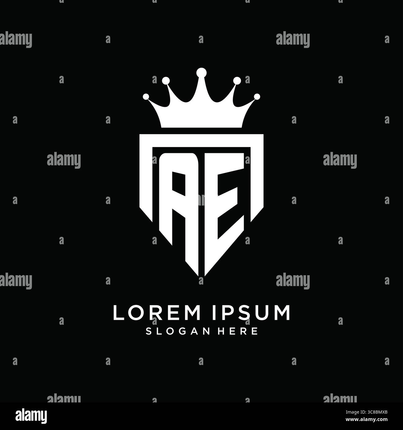 Letter AE logo monogram emblem style with crown shape design template vector graphic vector graphic Stock Vector