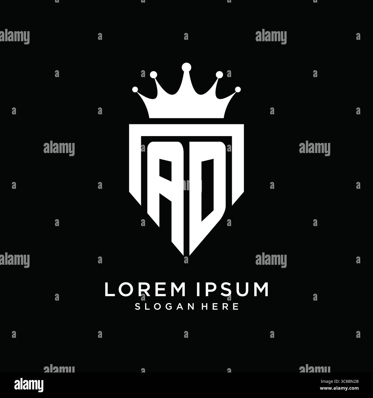Letter AD logo monogram emblem style with crown shape design template vector graphic vector graphic Stock Vector