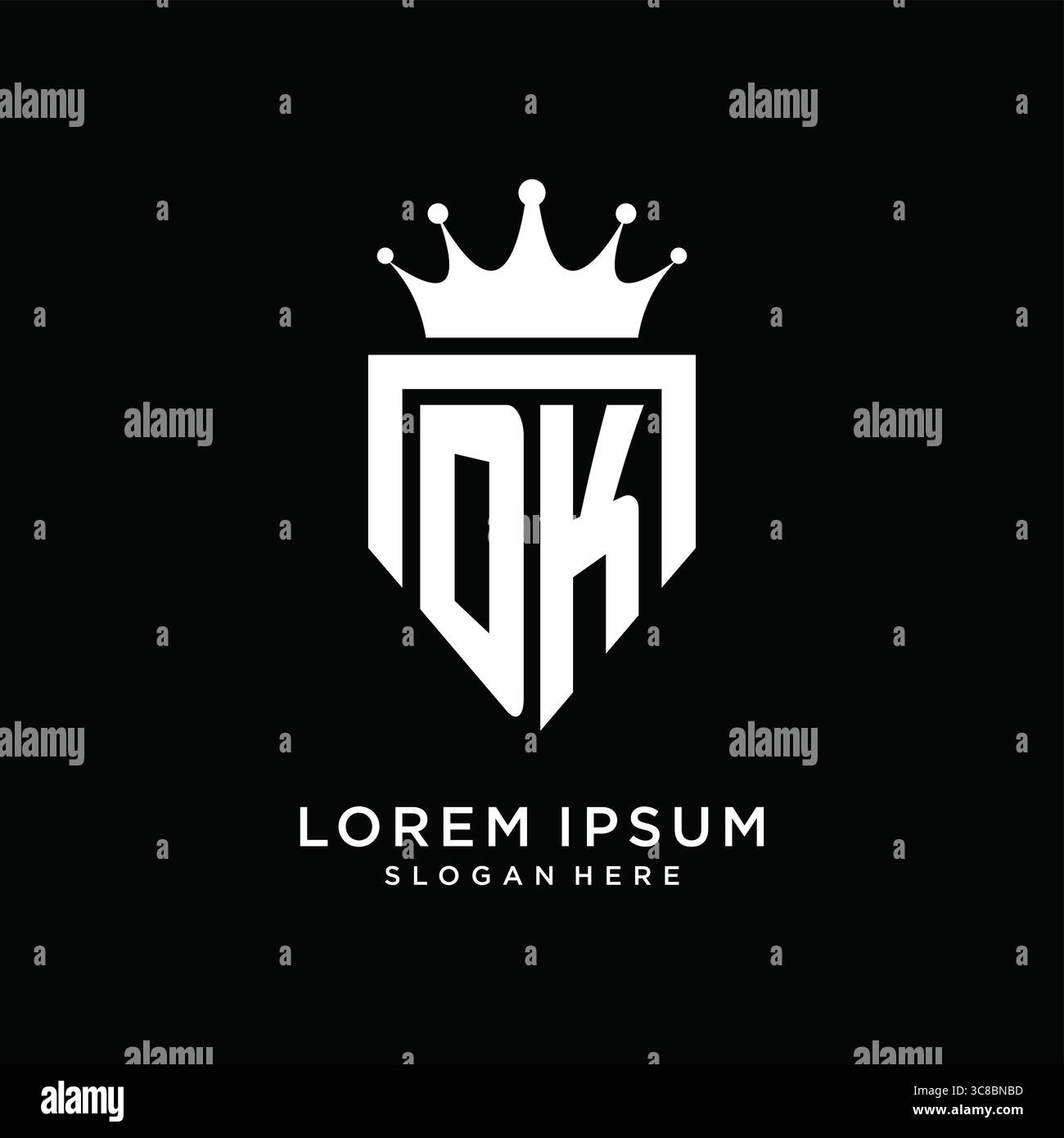 Letter DK logo monogram emblem style with crown shape design template vector graphic vector graphic Stock Vector