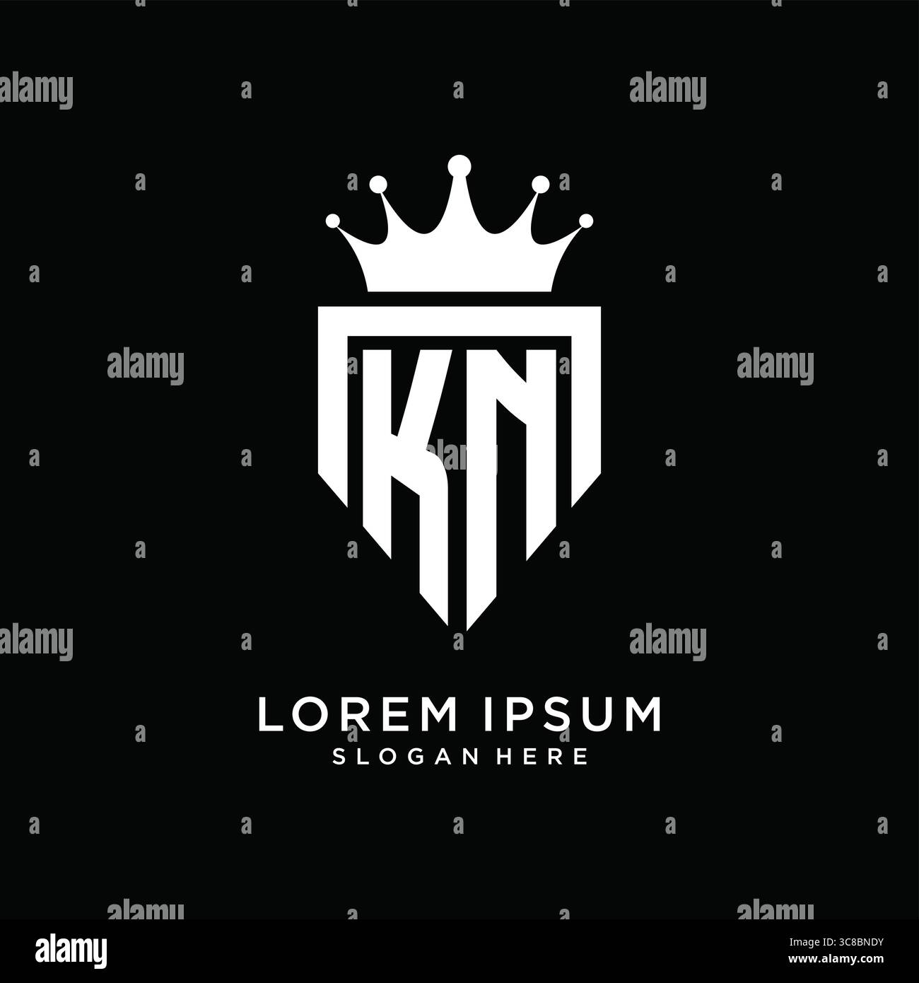 Letter KN logo monogram emblem style with crown shape design template vector graphic vector graphic Stock Vector