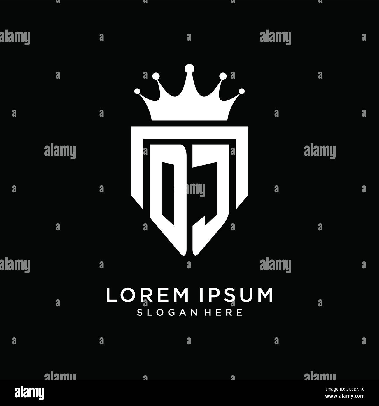 Letter DJ logo monogram emblem style with crown shape design template vector graphic vector graphic Stock Vector
