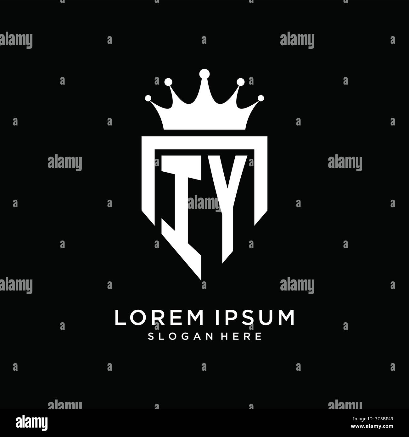Letter IY logo monogram emblem style with crown shape design template vector graphic vector graphic Stock Vector